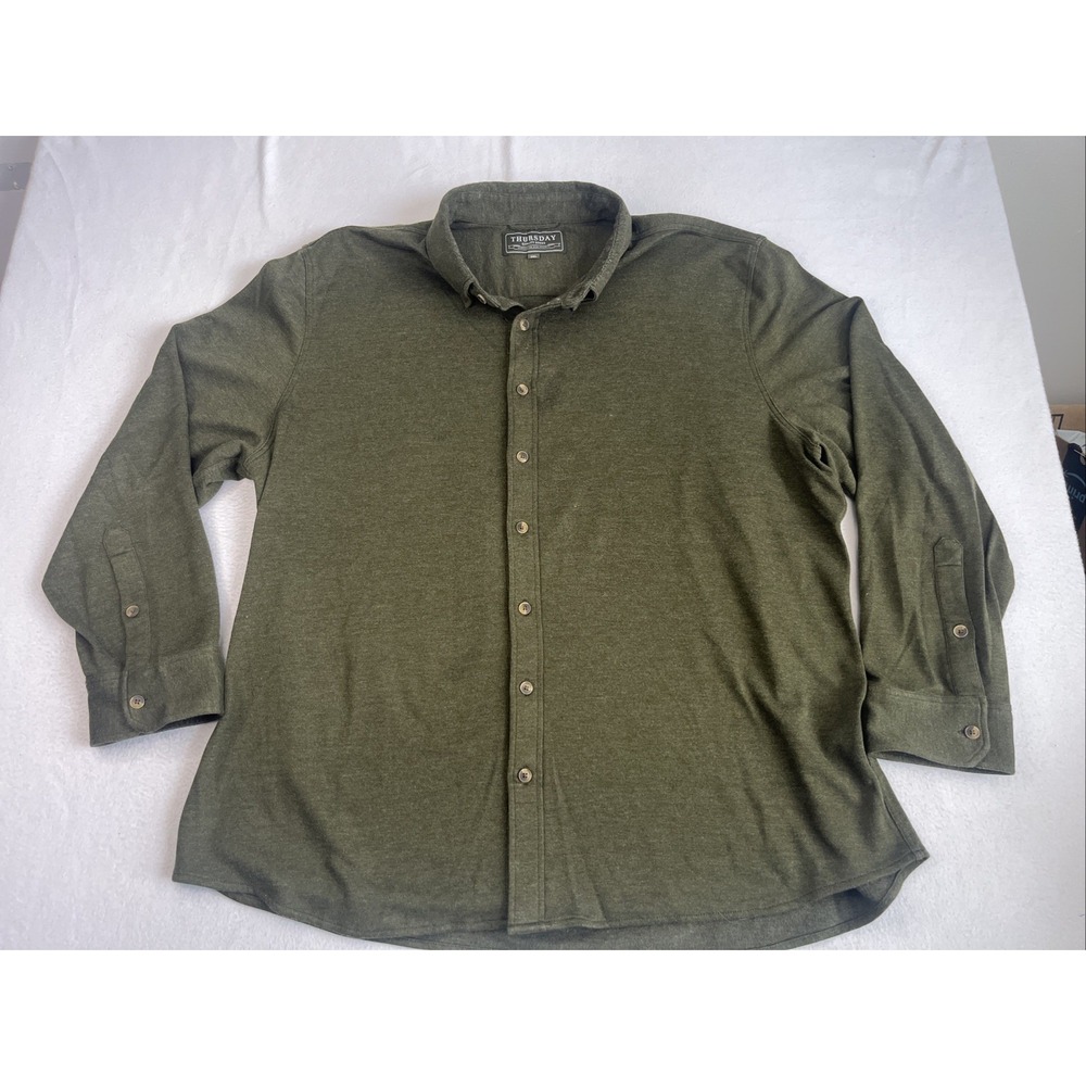Thursday Everyday Men’s Green Long Sleeve Athletic Fit Button Up Shirt Sz 3XL